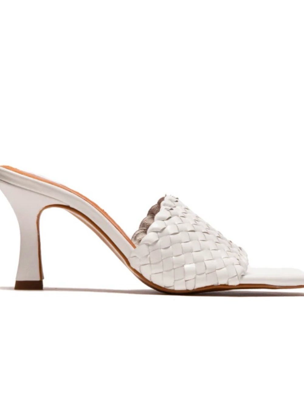 L’Intervalle Lesther White Woven Square-Toe 3” Heeled Mules